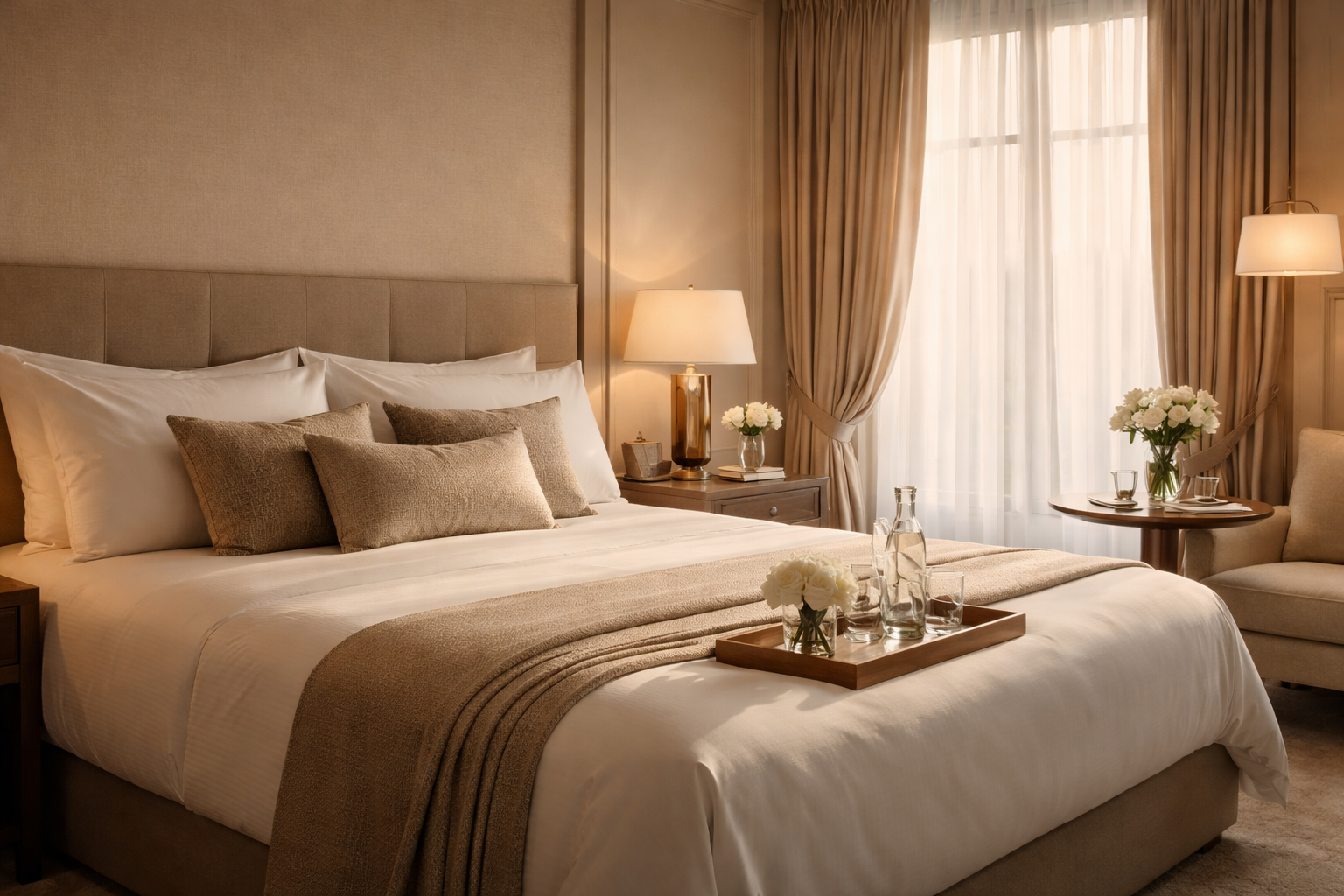 Prepared guest room in a hospitality setting