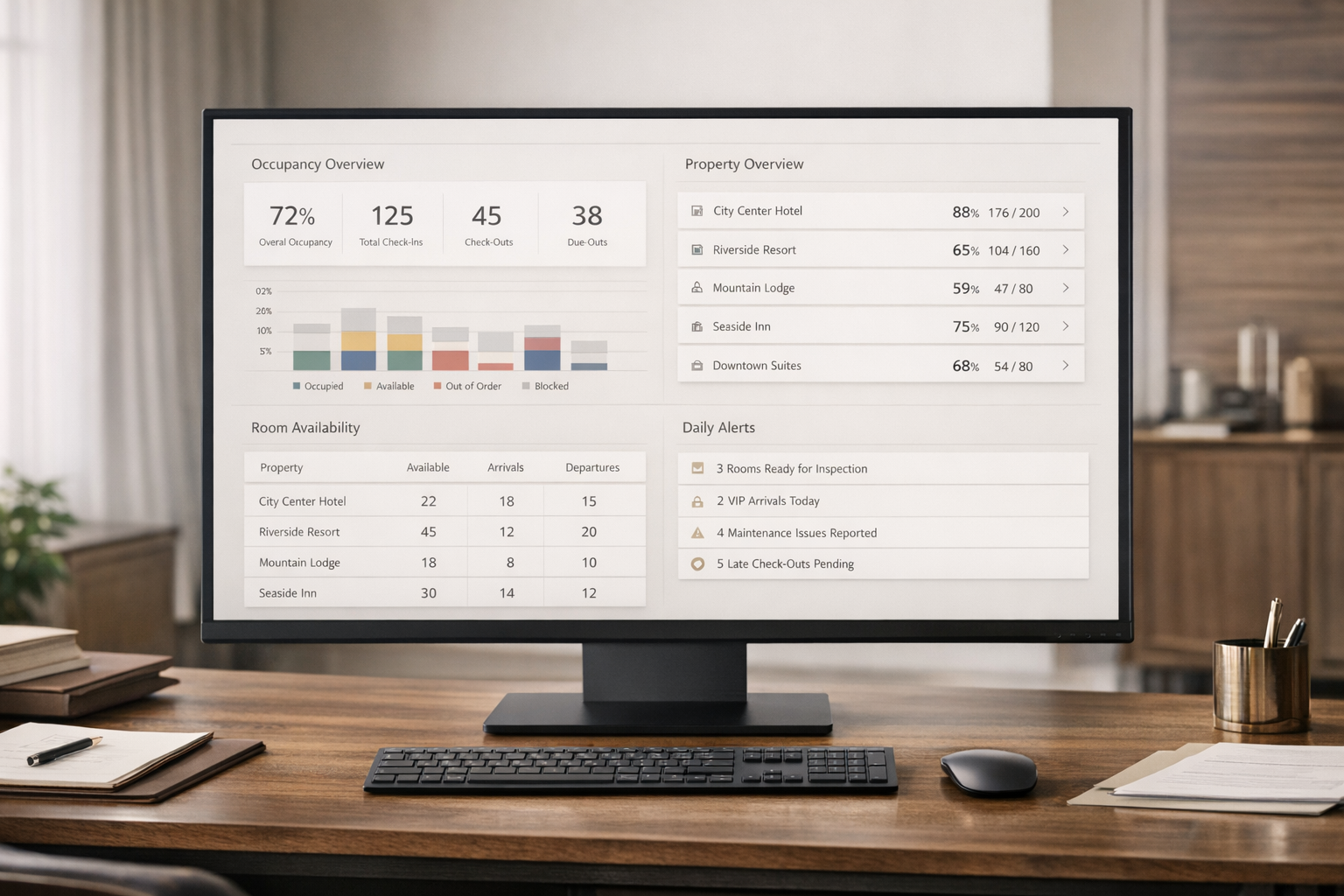 Multi-property operations interface mockup